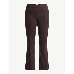 Time and Tru Women's SMALL 4-6 Stretch Waist Faux Suede Dress Pants BROWN #10725